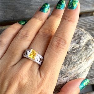 1.5ct Citrine Filigree Silver Ring Size 10